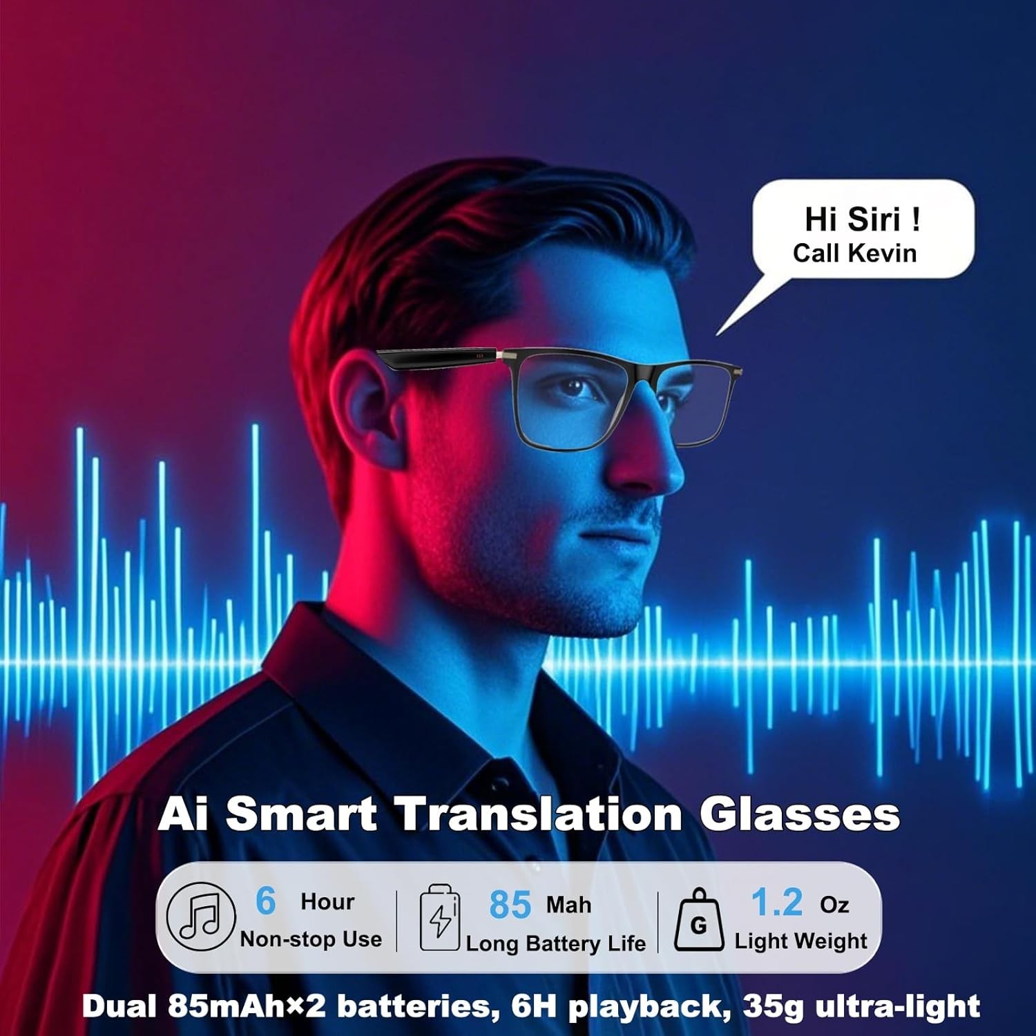 Lentes inteligentes De Traducción AI Chat GPT 164 Idiomas Traductor Tiempo Real