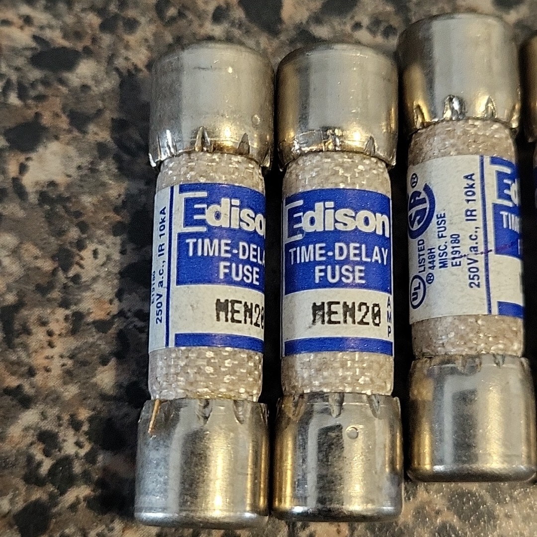 LOT OF 5: Edison MEN20 Time Delay Fuses 20 Amp