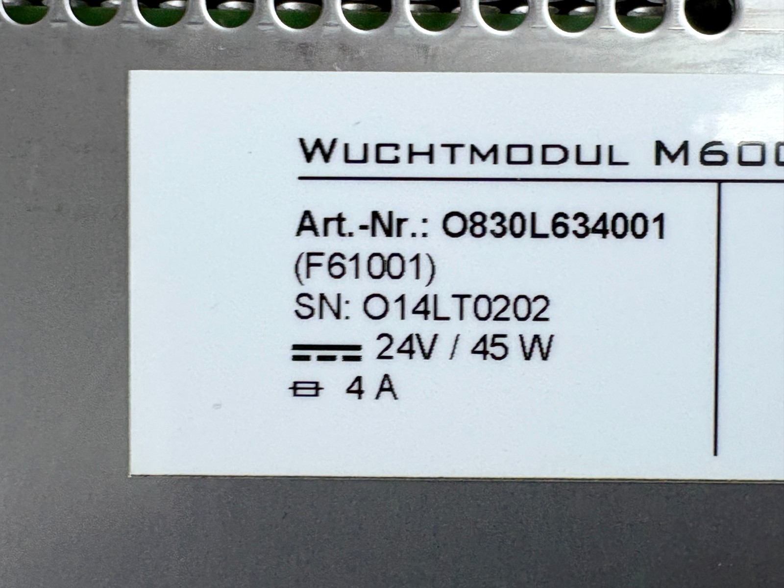 Dittel Marposs M6000-1 WB-RS232 Balancing Module, O830L634001, F61001