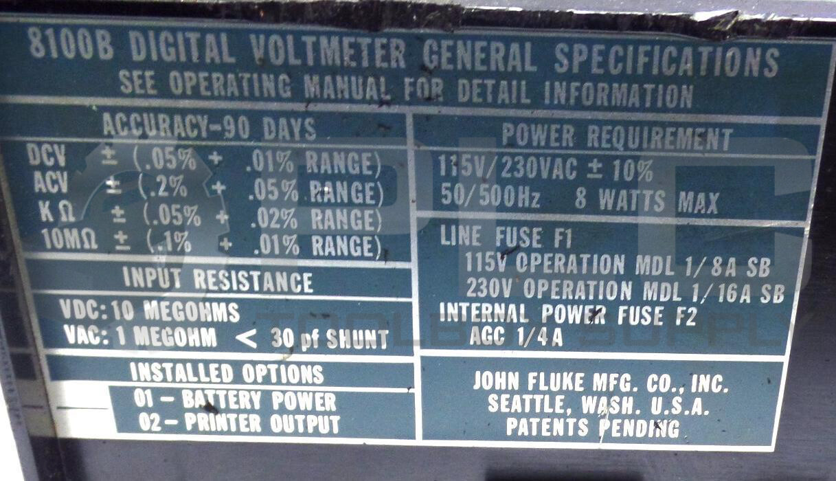 FLUKE 8100B DIGITAL MULTIMETER