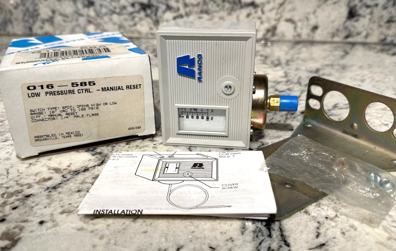 RANCO 016-585 Low Pressure CTRL – Manual Reset New Old Stock IOB Complete