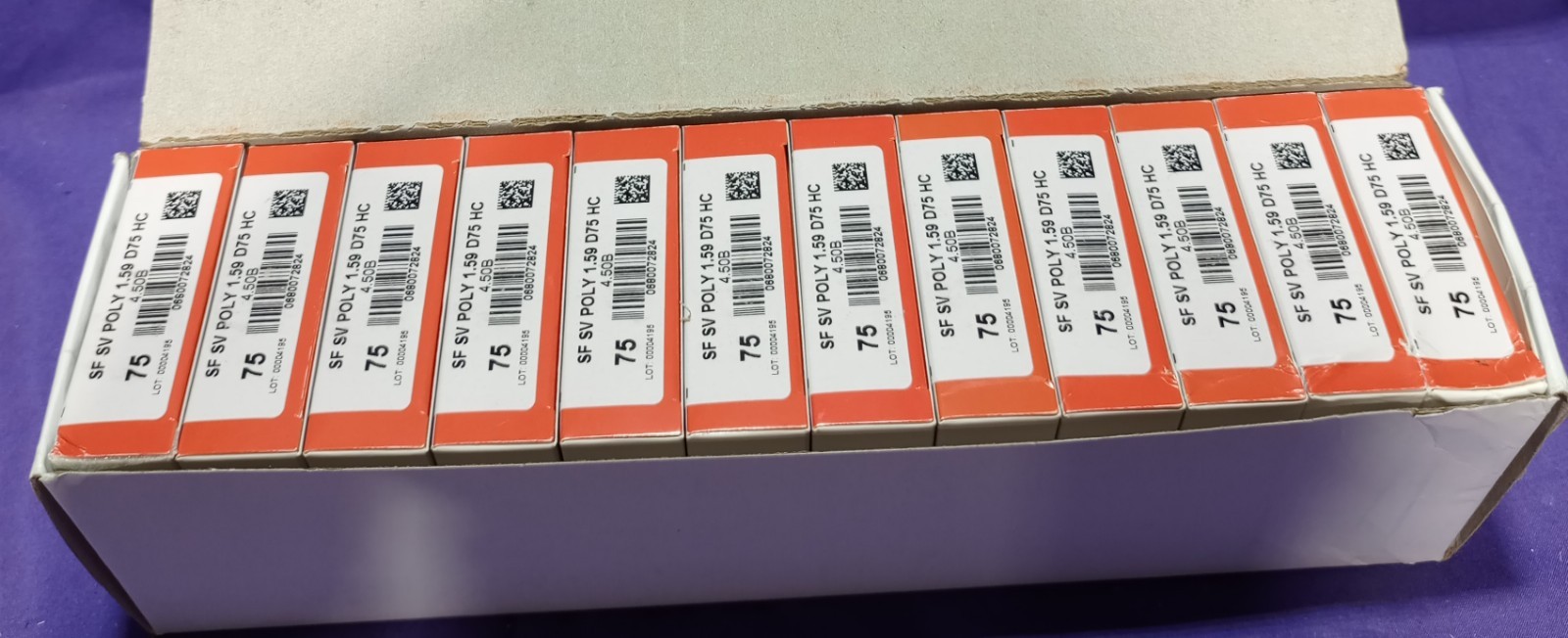 Lot Of 12 CV-Semi SF Poly 1.59 D75 HC 75mm Single Vision Lens