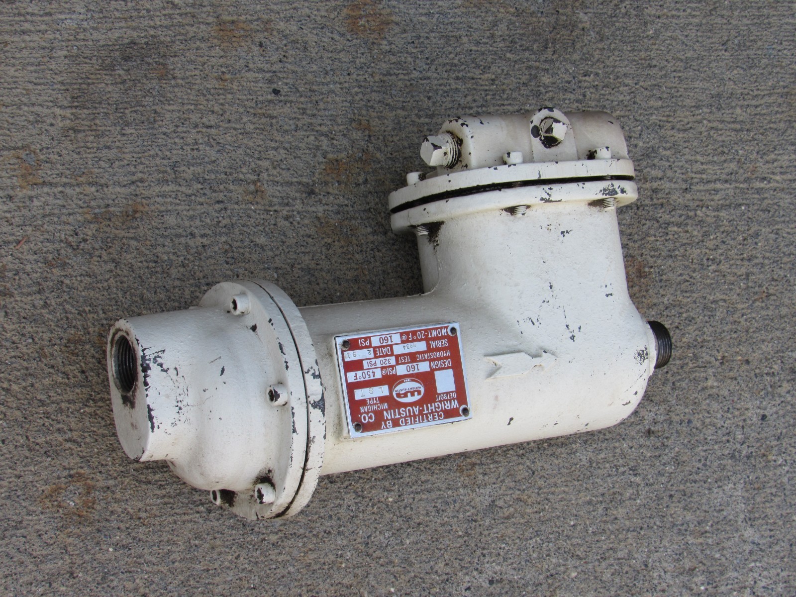 Wright Austin LST separator water oil steam compressed air lines 160 PSI 450 F