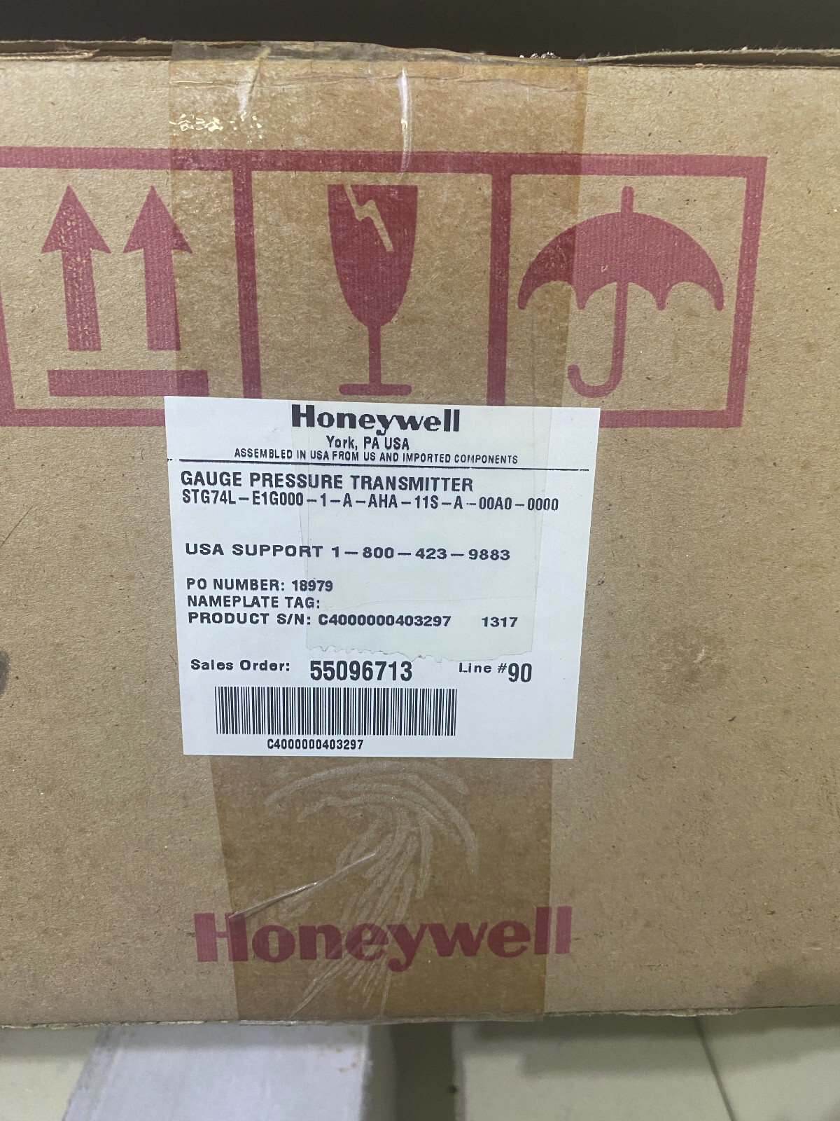 Honeywell, Gauge Pressure Transmitter, STG74L-E1G000-1-A-AHA-11S-A-00A0-0000