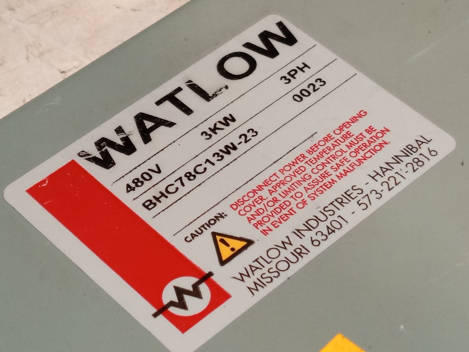 Watlow BHC78C13W-23 Immersion Heater Element 480V 3KW 3 Phase, As Shown