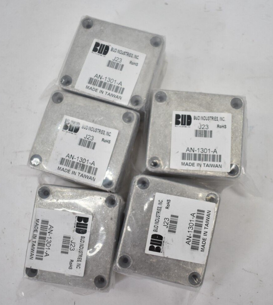 Lot of 5 BUD Industries Aluminum Die Cast Standard Boxes 2.52″ L x 2.27″ W