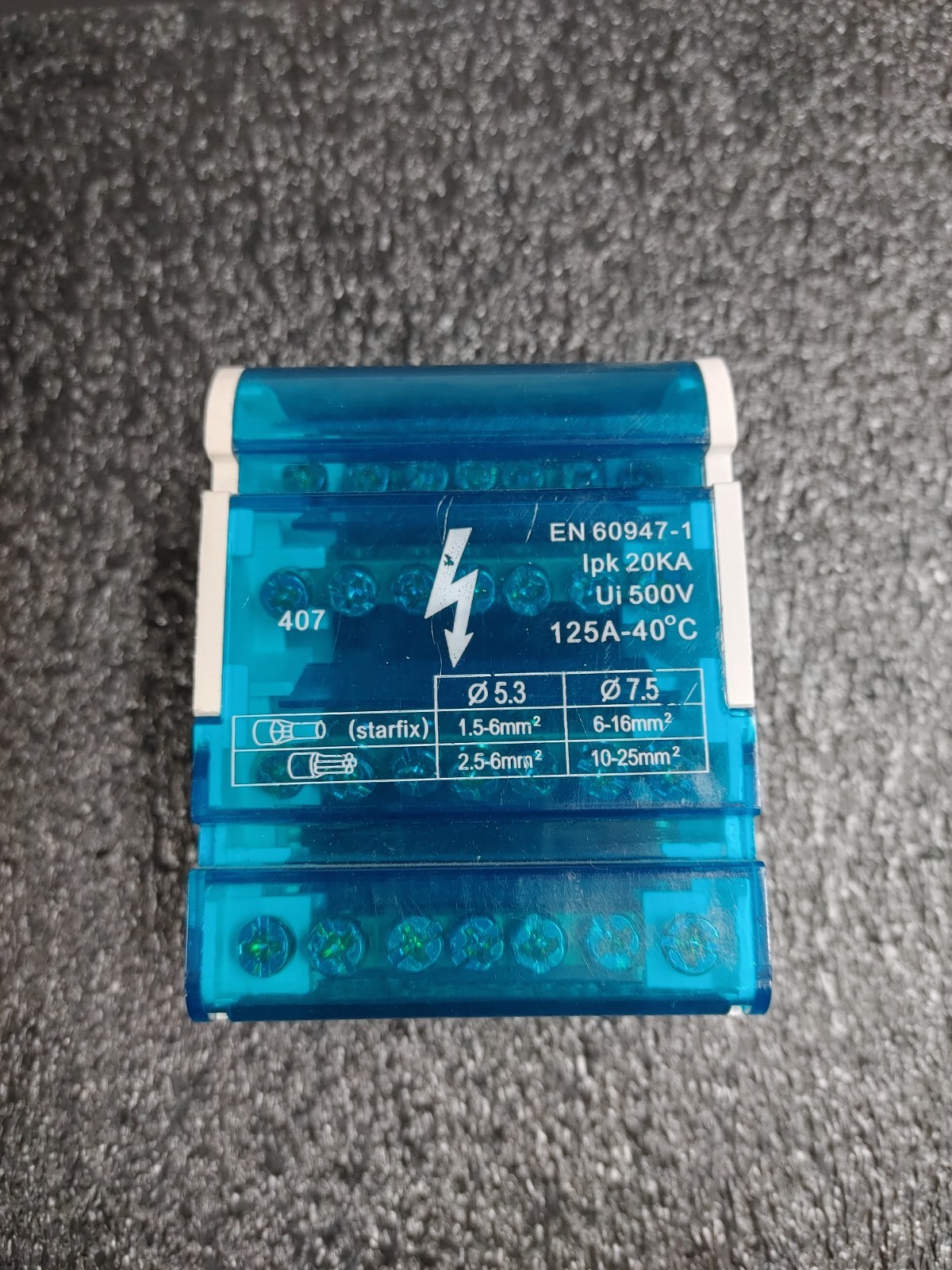 EN 60947-1 20KA Ui 500V 125A Distribution Block