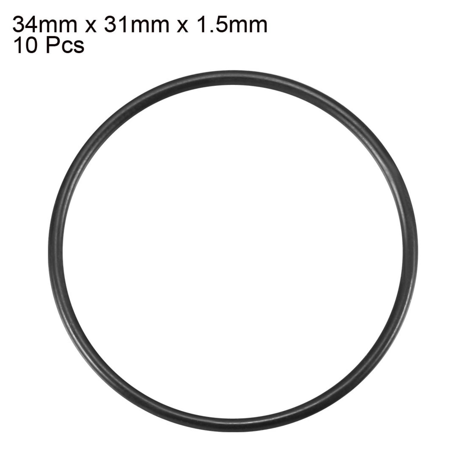 10 Pcs Black Rubber Oil Seal O Ring Gasket Washers 34mm x 31mm x 1.5mm