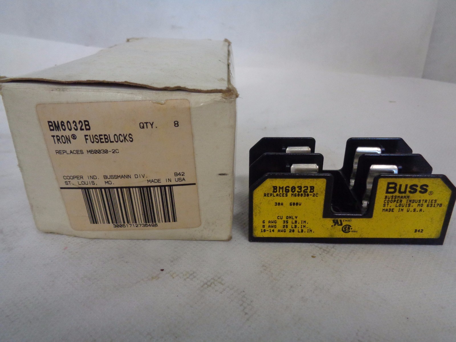 NEW BOX OF 8 BUSSMANN TRON BM6032B FUSE HOLDER FUSE BLOCKS
