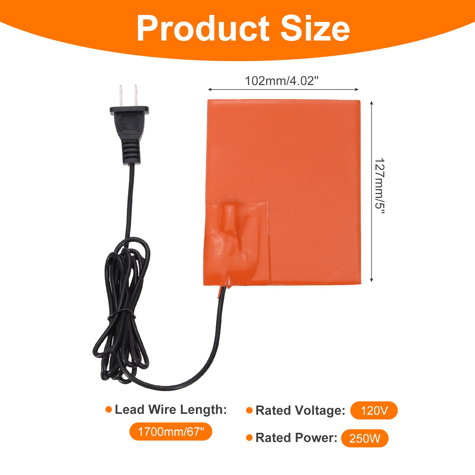Heater Mat Silicone Heating Pad 120V 250W Heating Pad 127mm x 102mm