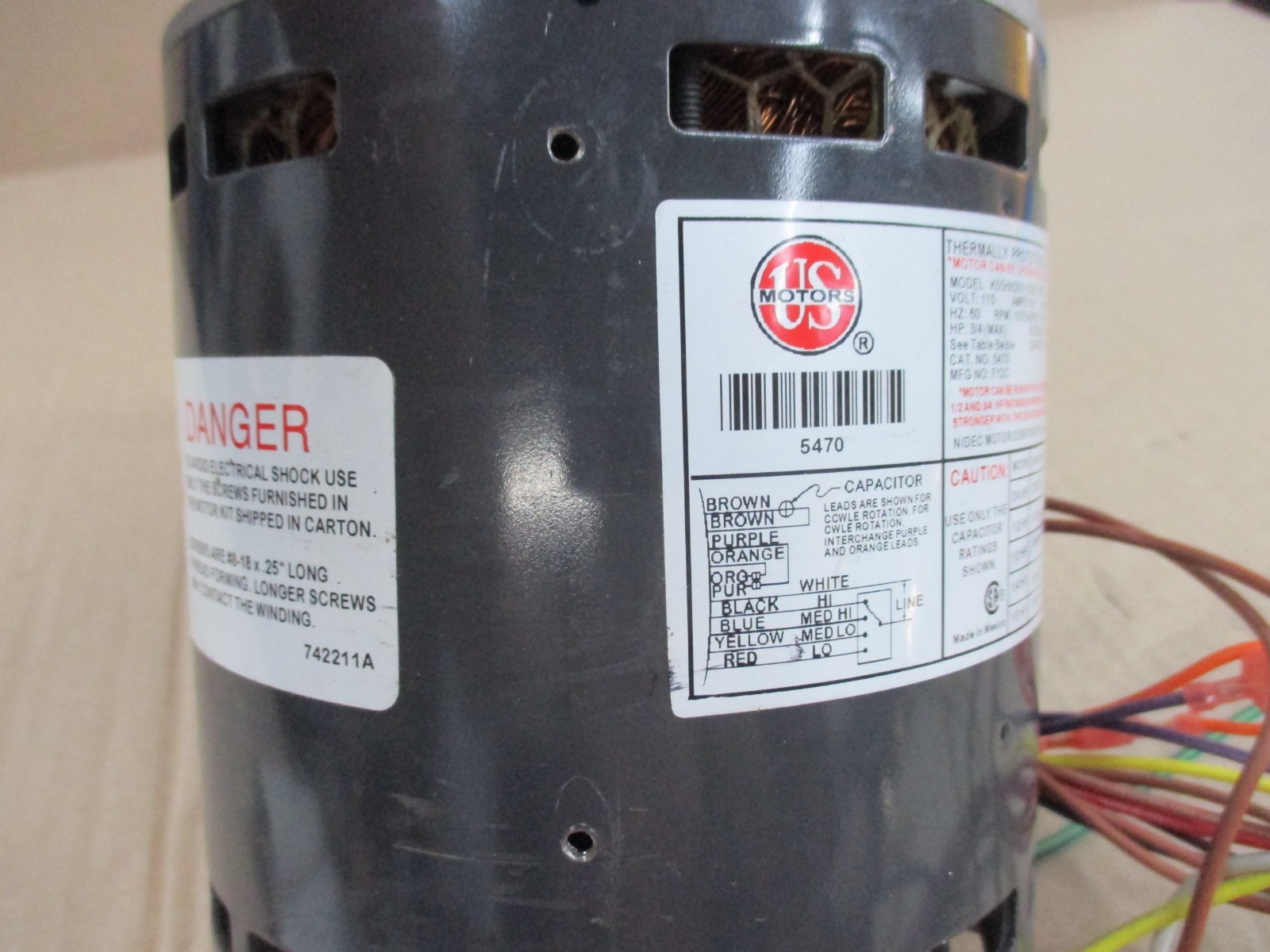 K55HXDVV-1285 US MOTOR ELECTRIC MOTOR 3/4HP