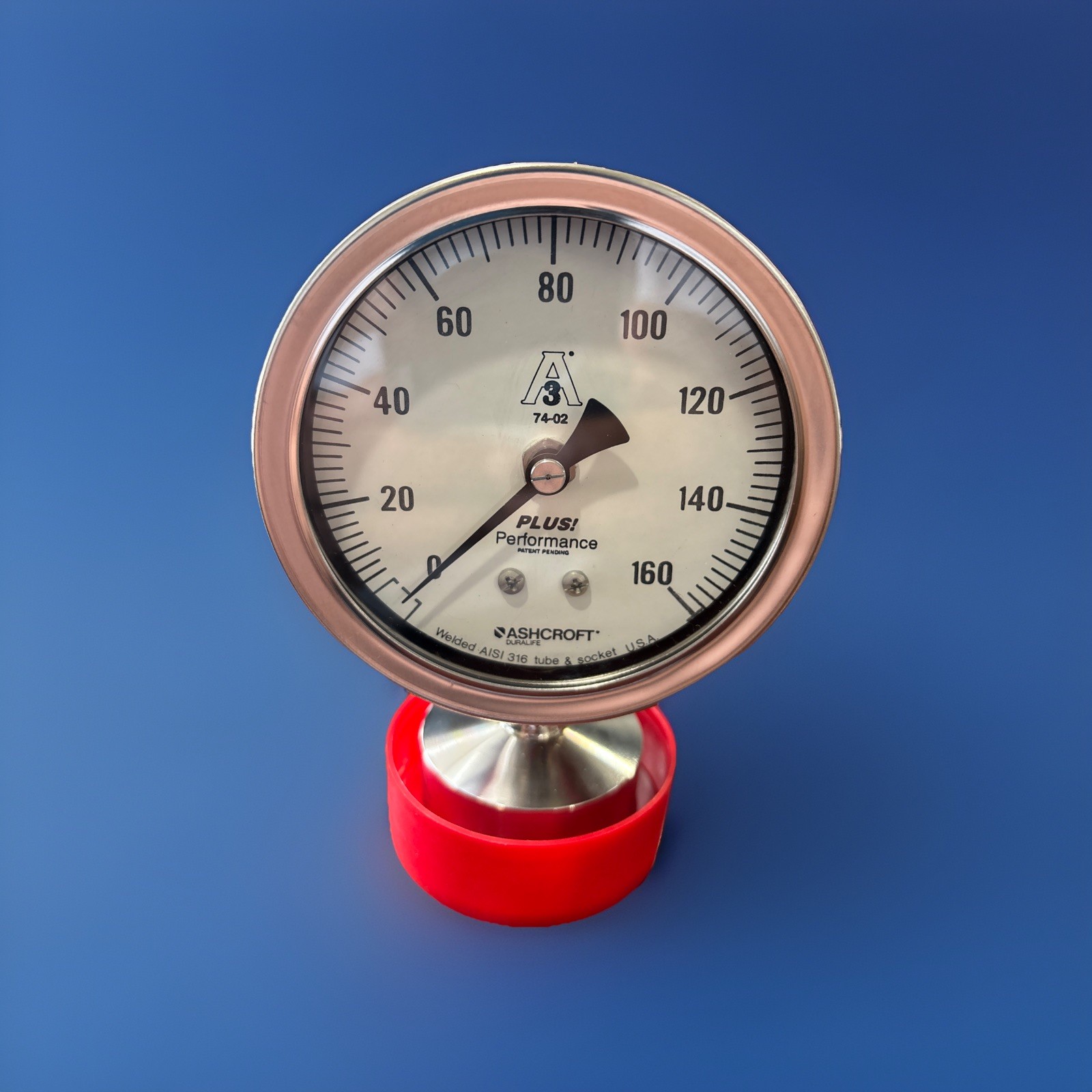 ASHCROFT Sanitary Gauge 35-1032-S-20L-160# 0-160PSI 3-1/2″ inch Dial 2 In: NEW