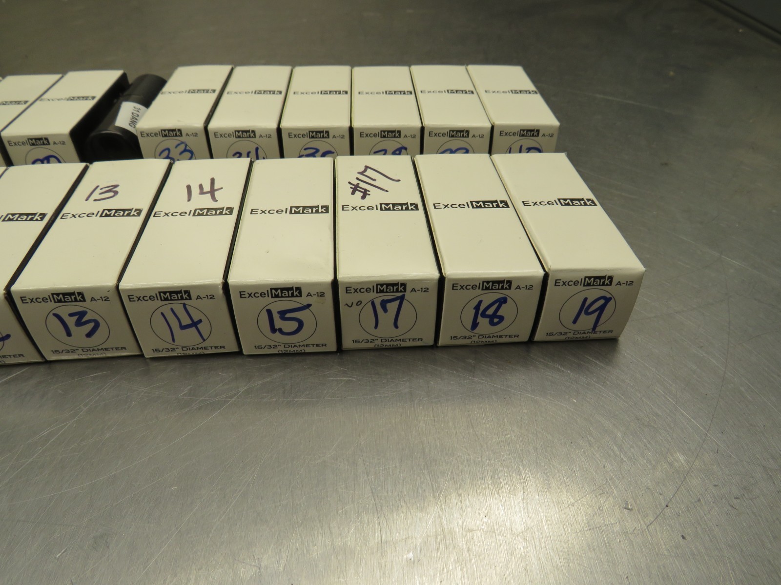 Excel Mark A-12 15/32″ Stamp 1-40 / Missing 3, 16, 21, 32, 35, 37