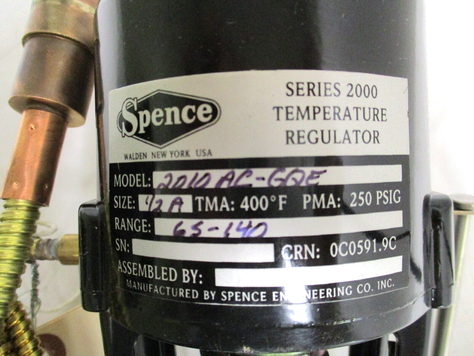 SPENCE , 2010AC-GQE , DIRECT ACTING TEMPERATURE REGULATOR , 1/2″ FNPT ENDS ,