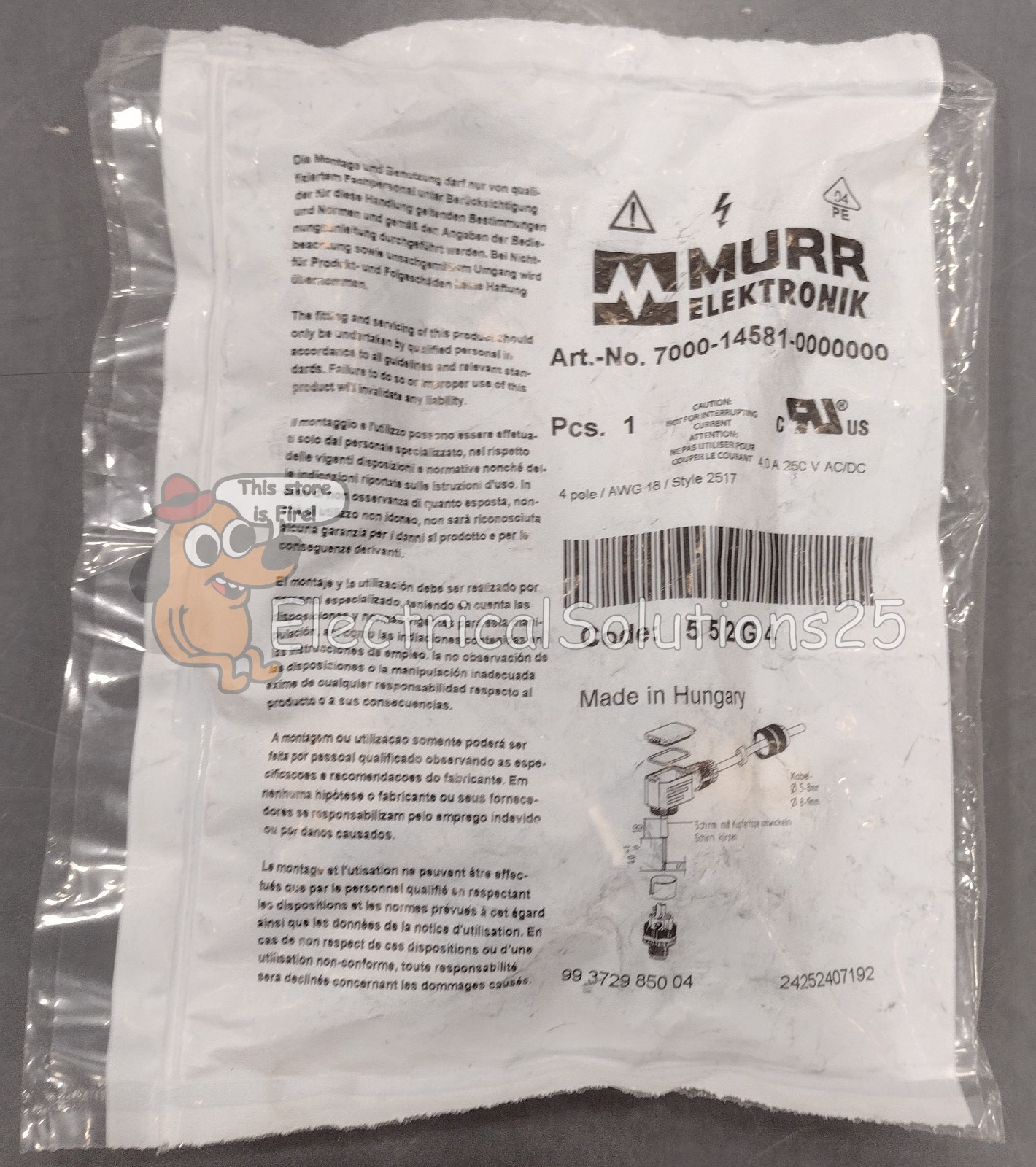 New Murr 7000-14581-0000000 M12 D-Coded Cat5 Ethernet Connector – Free Shipping