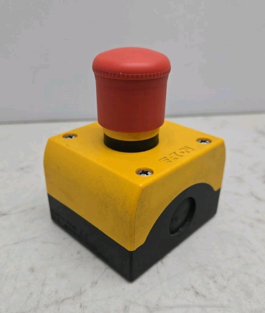 Eaton Emergency Stop Button Push Pull In Enclosure M22-KC01 Contact Block