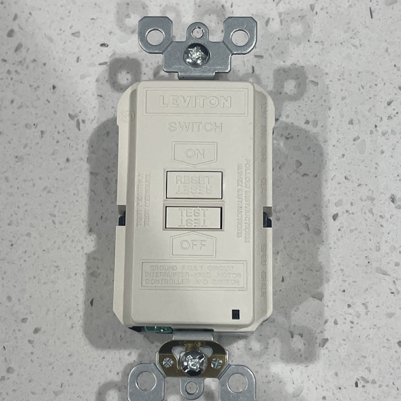 Leviton GFRBF-T Self-Test Blank Face GFCI Receptacle, 20A – 125V – Light Almond
