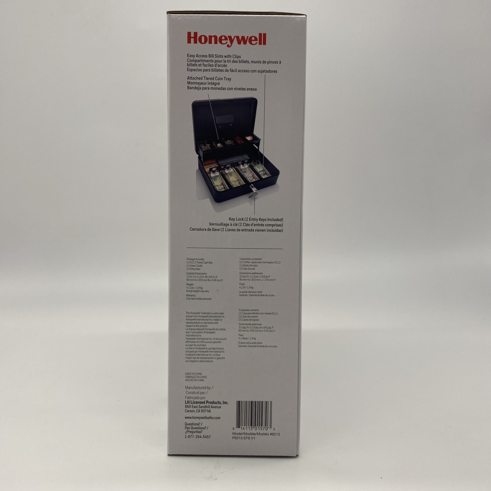 Honeywell Tiered Lever Cash Lockbox w/Bill Slots & Coin Tray (6213) BIN NEW