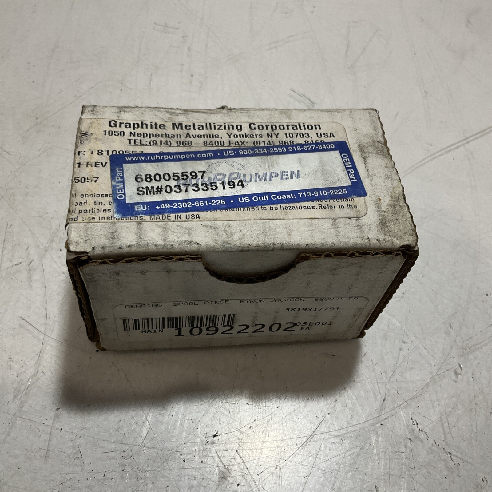 GRAPHALLOY 68005597 SM#037335194 BEARINGS SPOOL PIECE BYRON JACKSON 620831 554