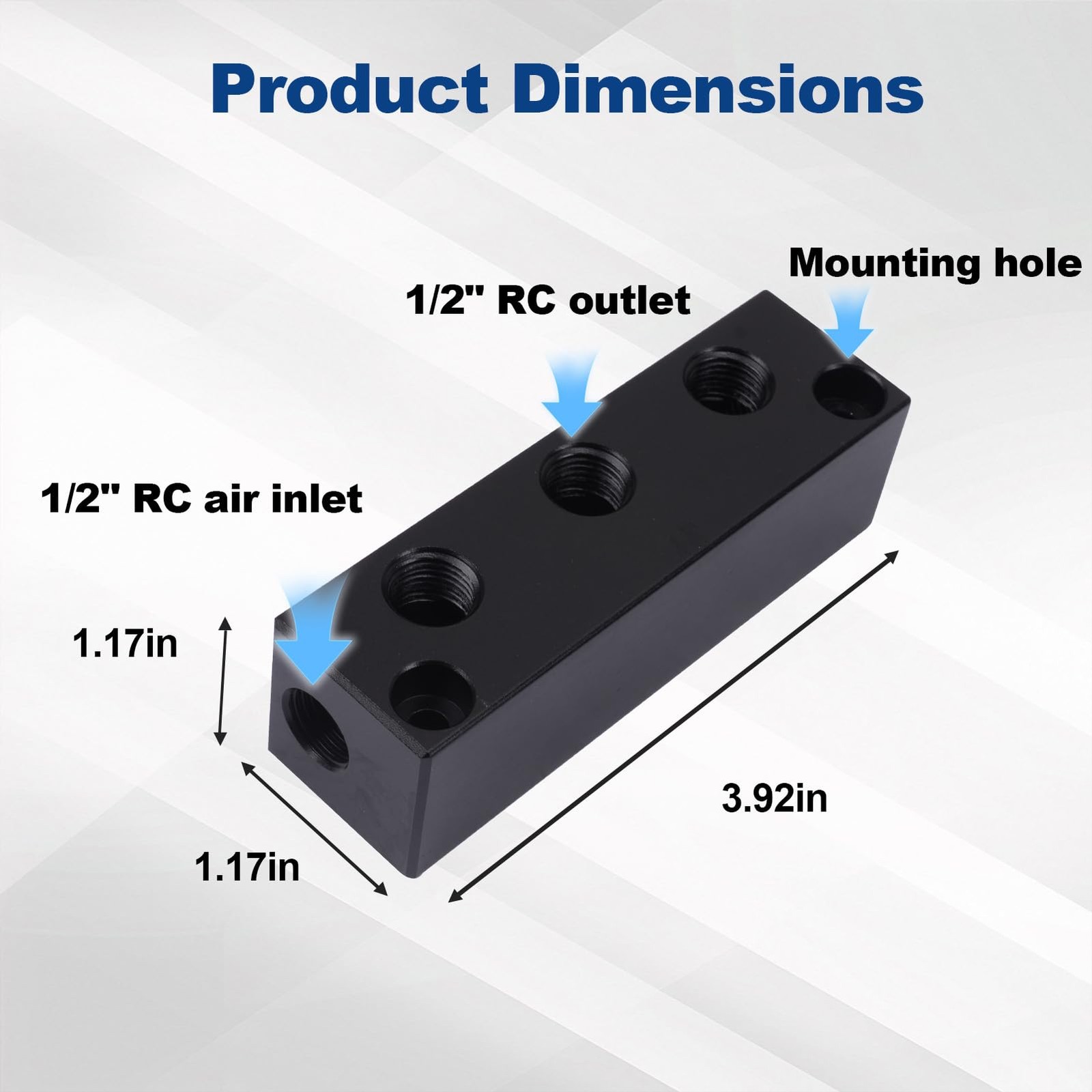 Air Manifold Inline Block Splitter Pneumatic Distribution 1/4 RC 3 Way 5 Port