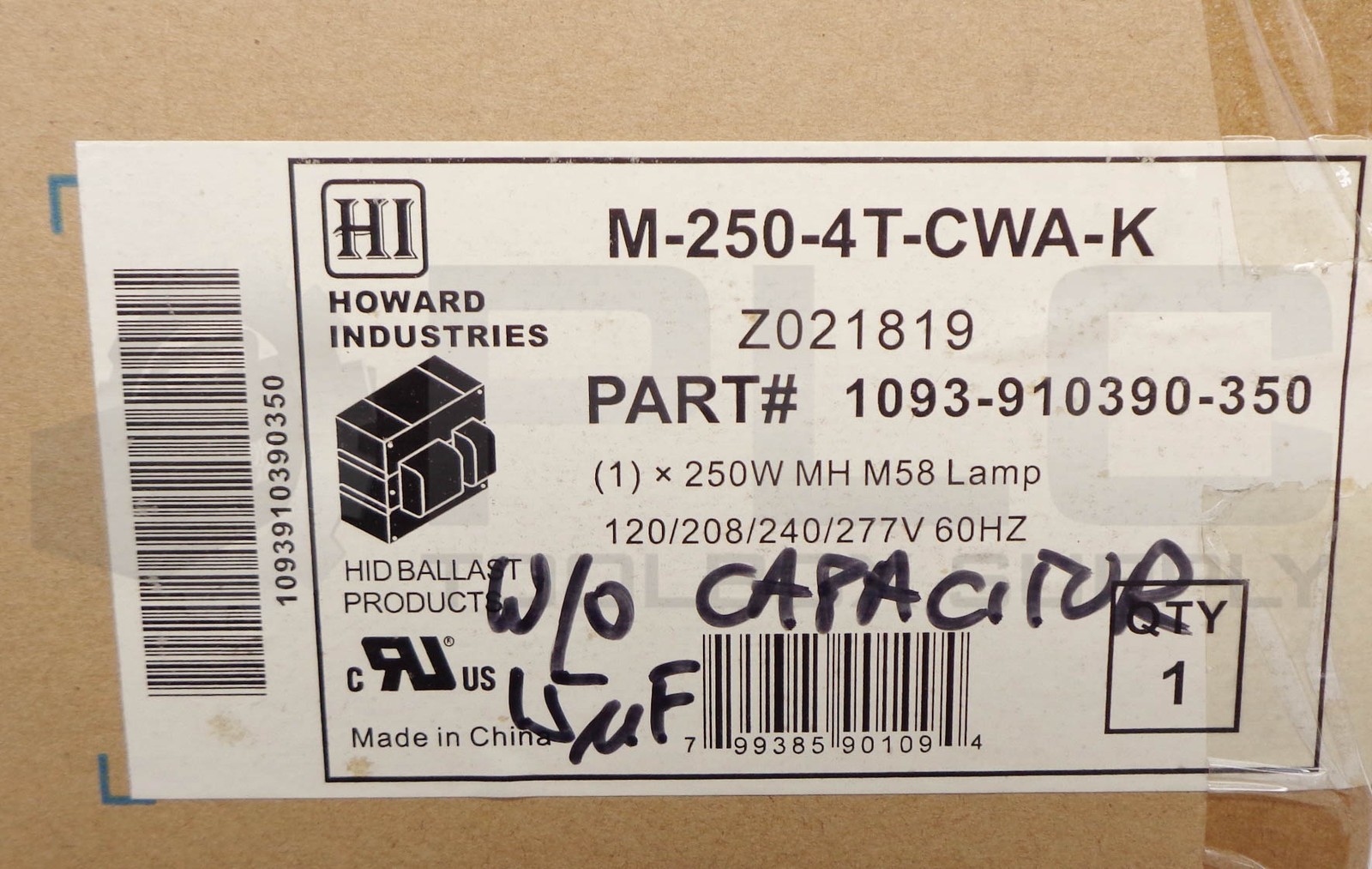 NEW HOWARD INDUSTRIES M-250-4T-CWA-K / 1093-910390-350 BALLAST KIT **READ**