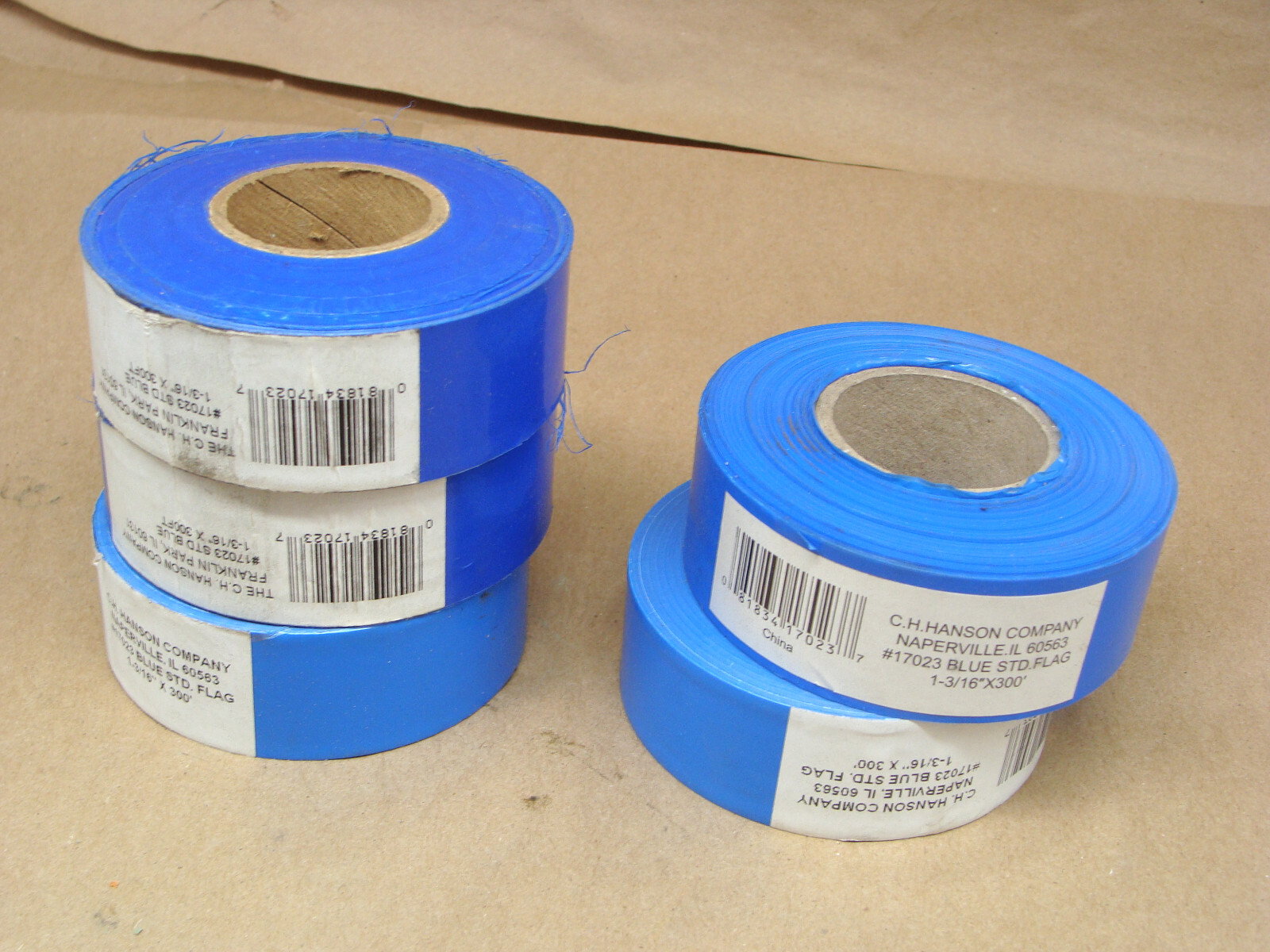LOT OF 5 C.H. HANSON #17023 BLUE STD. FLAG TAPE 1-3/16″ X 300′