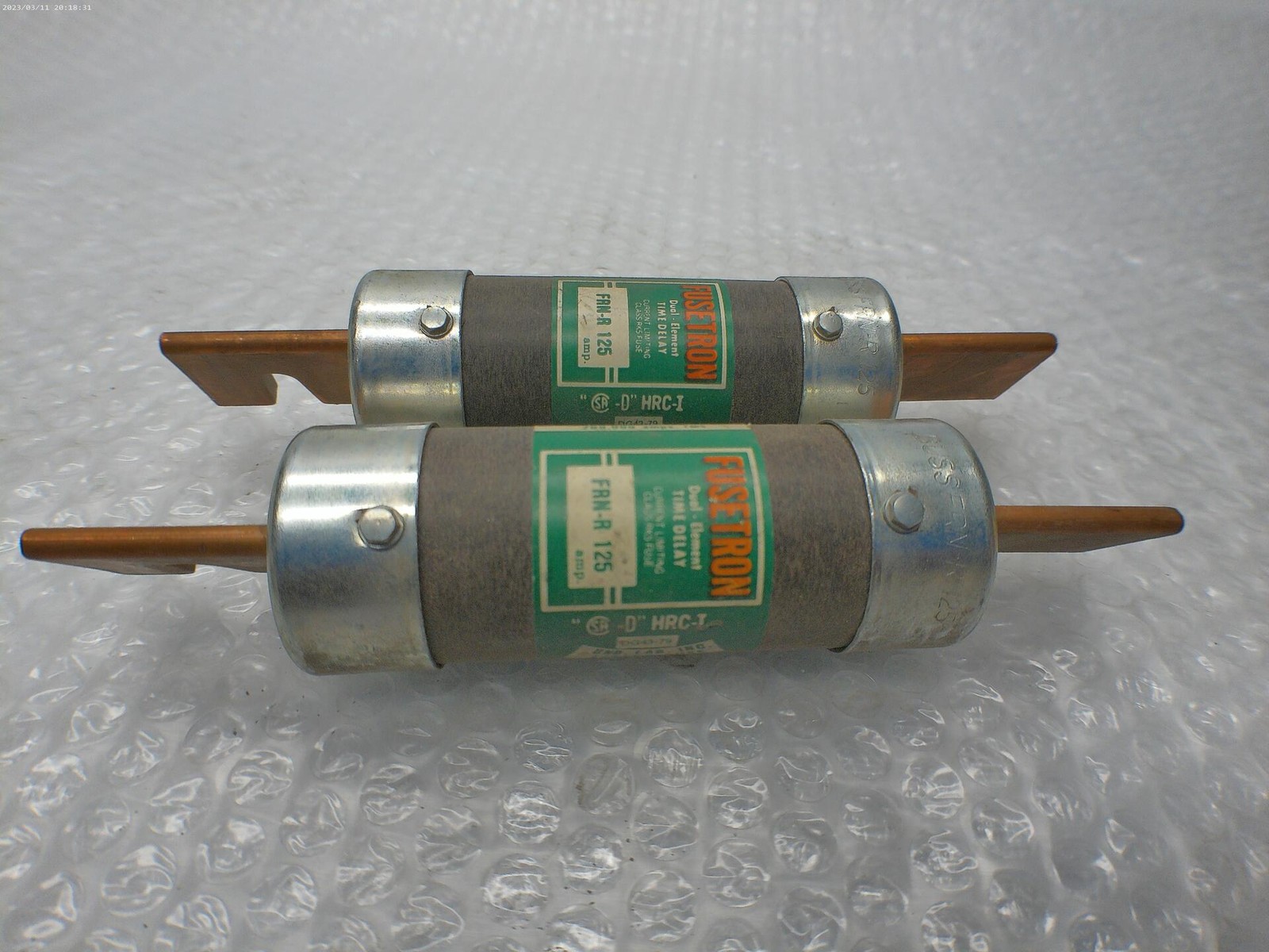FUSETRON FRN-R-125 FUSE GREEN LOT OF 2 NSNP