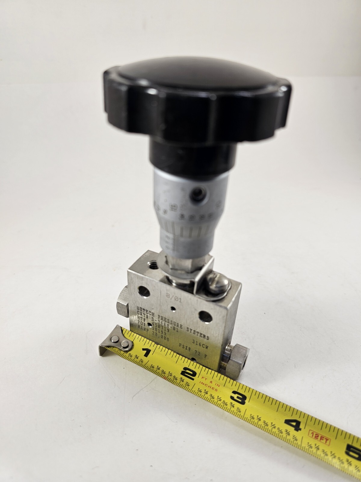 BUTECH PRESSURE NEEDLE VALVE CAT# B-3668-01 20,000 PSI / 316CW .