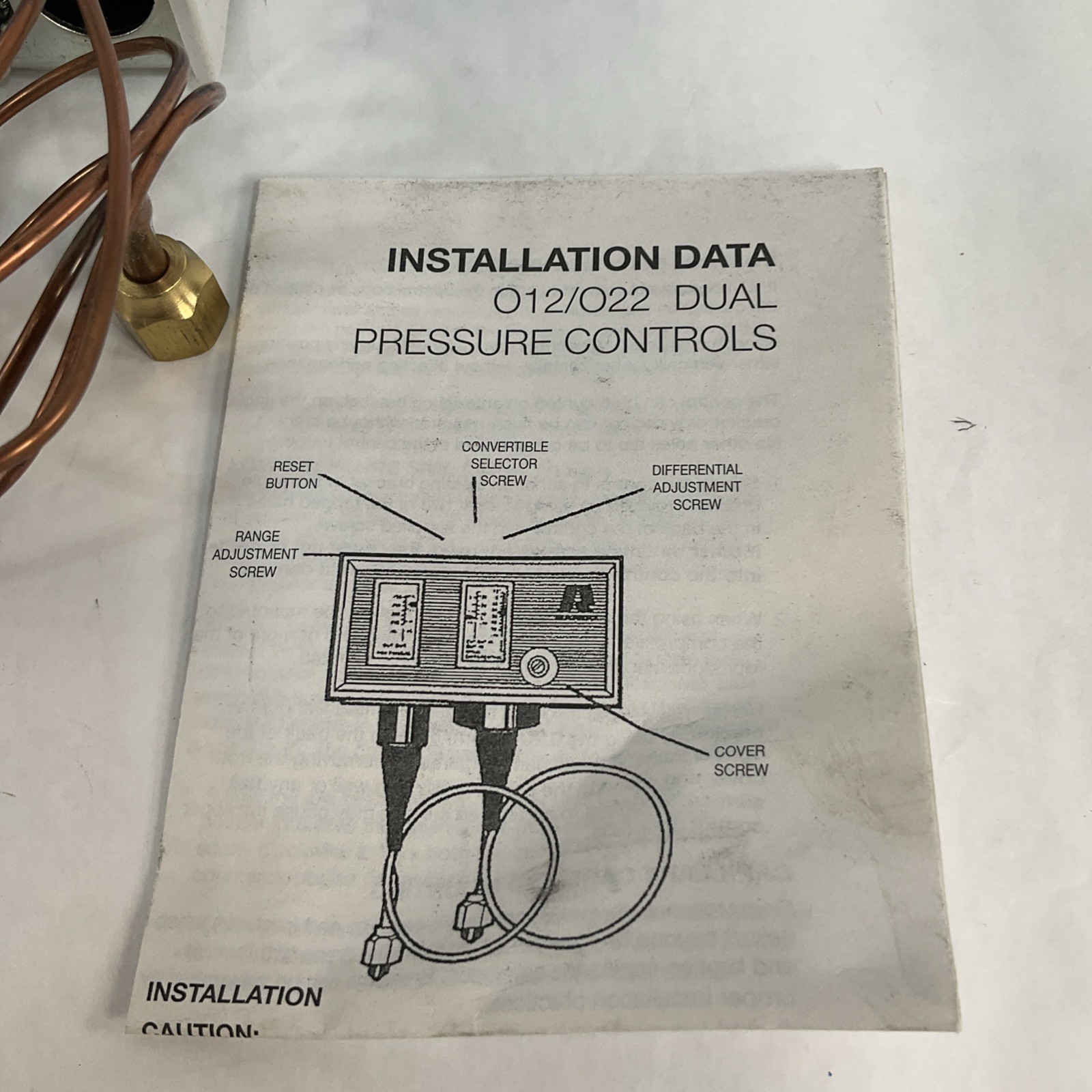 Ranco O12-4834 Dual Pressure Control With Capillary & Flare Nuts Controller