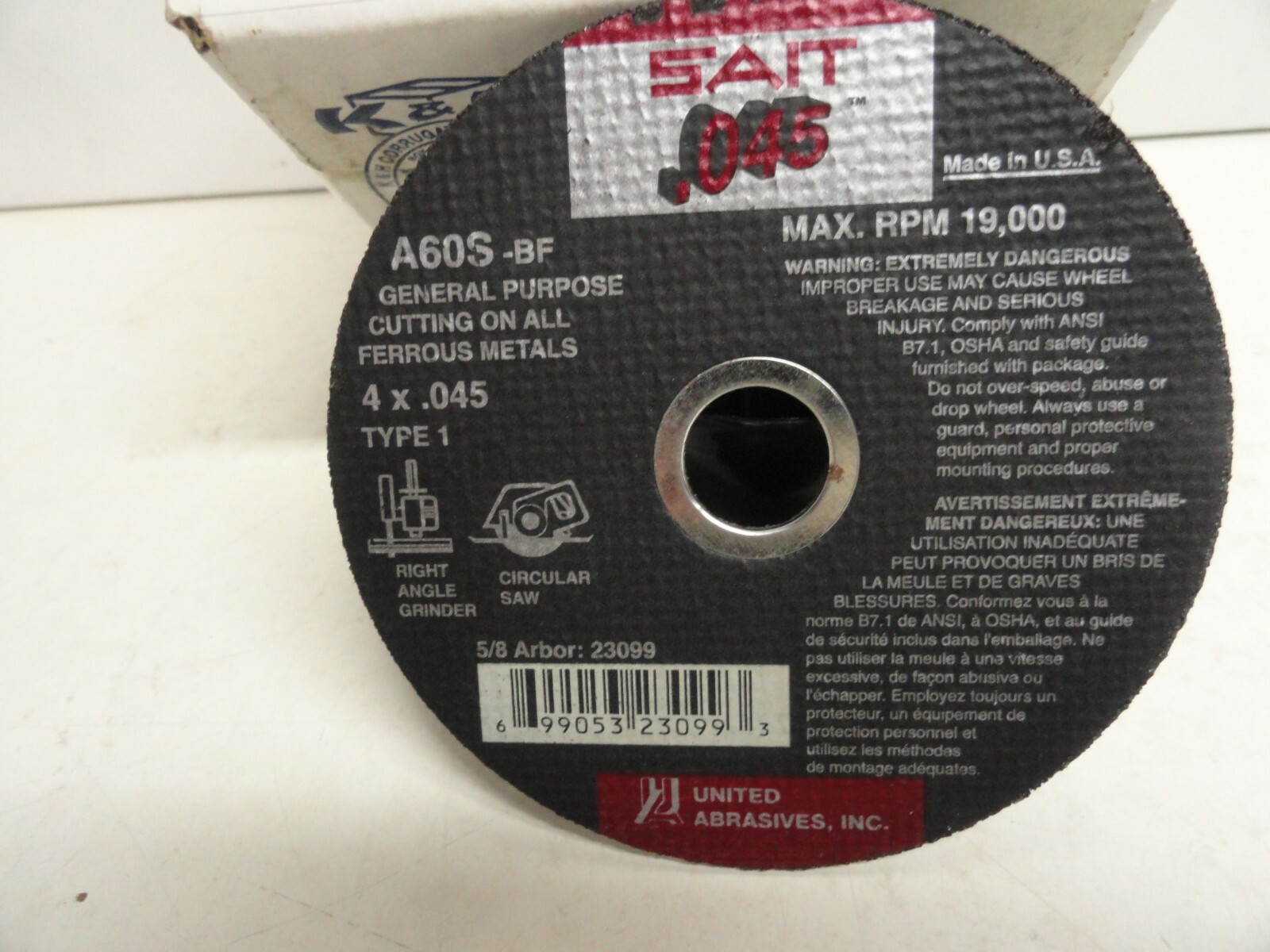 Sait 4″ 60 Grit Aluminum Oxide Cutoff Wheel 0.045″ Tk, 5/8″ Arbor 1 Lot 50pc …