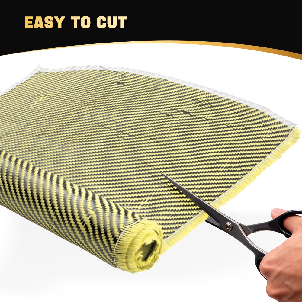 12″ x 5FT Twill Weave Black Yellow Carbon Fiber Fabric Cloth (3K, 9oz, 12″x59″)
