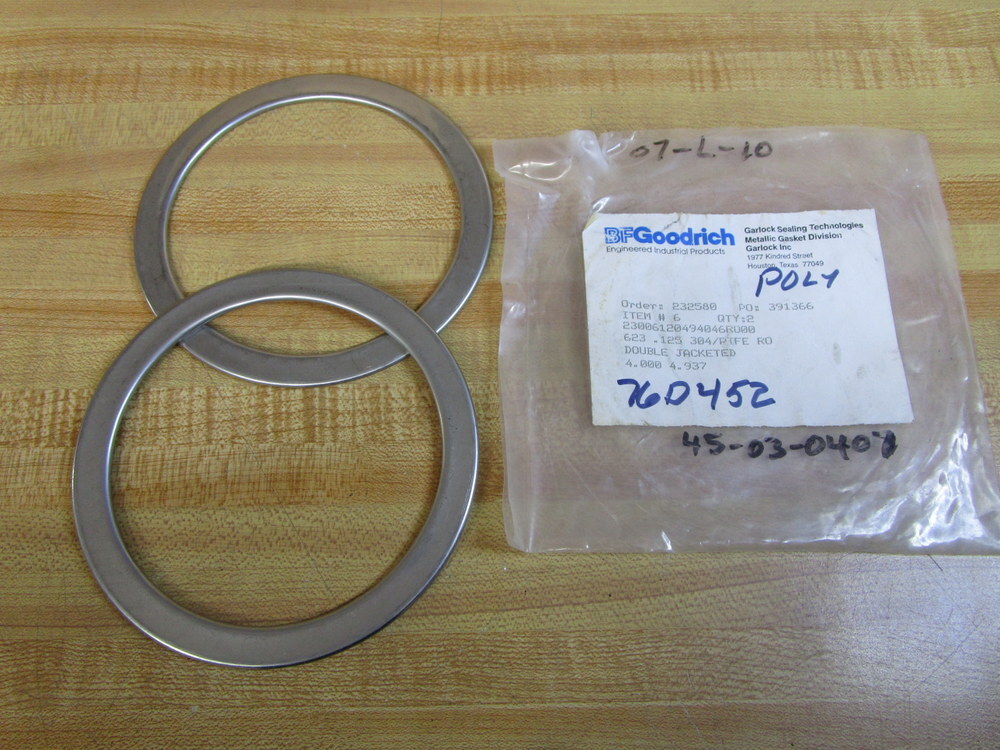 BF Goodrich 623.125 304/PTFE RO Garlock Double Jacketed Gasket (Pack of 2)