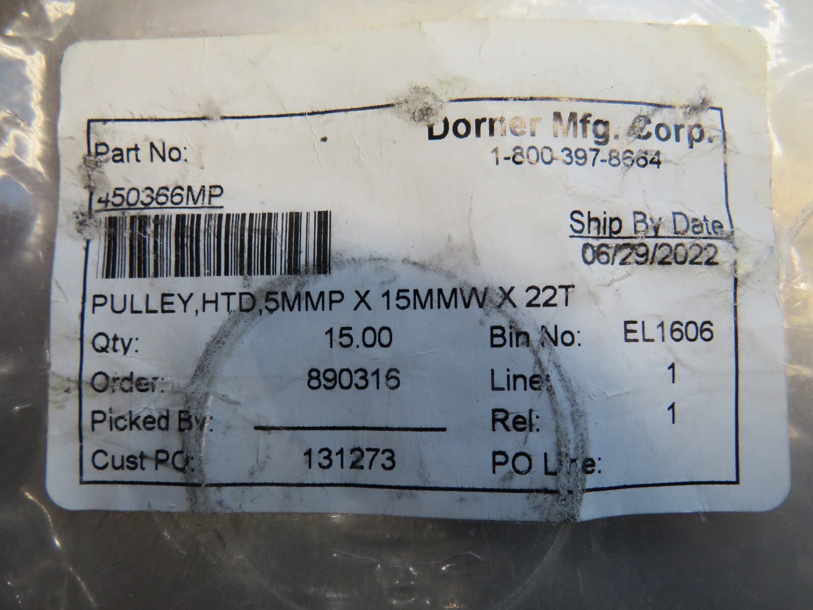 Dorner Mfg. Corp 450366MP Pully/Sheave 12mm Bore
