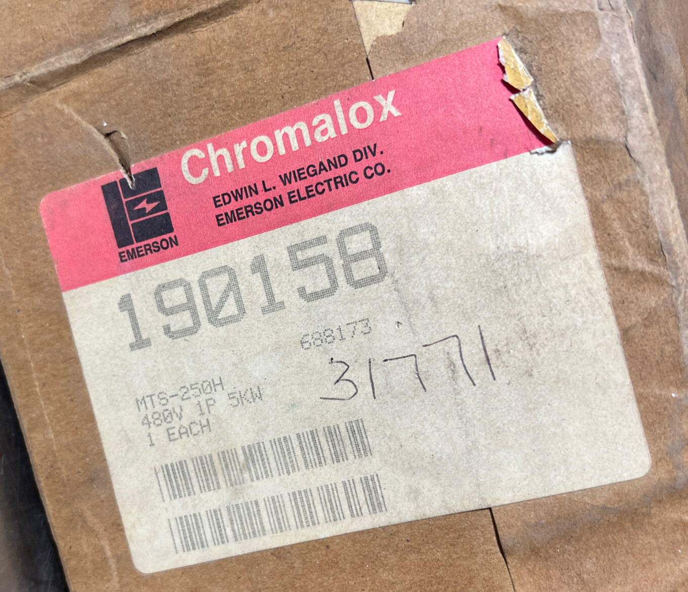 NOS SURPLUS chromalox MTS-250H 480V 1P 5000W Heater 19”