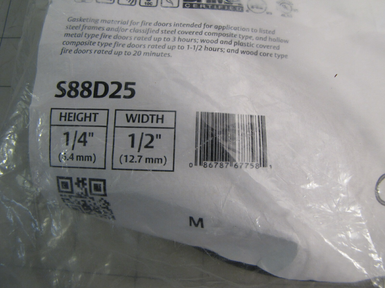Assa Abloy S88D25 Pemko Siliconseal Adhesive Gasketing 1/4″ Height 1/2″ Width