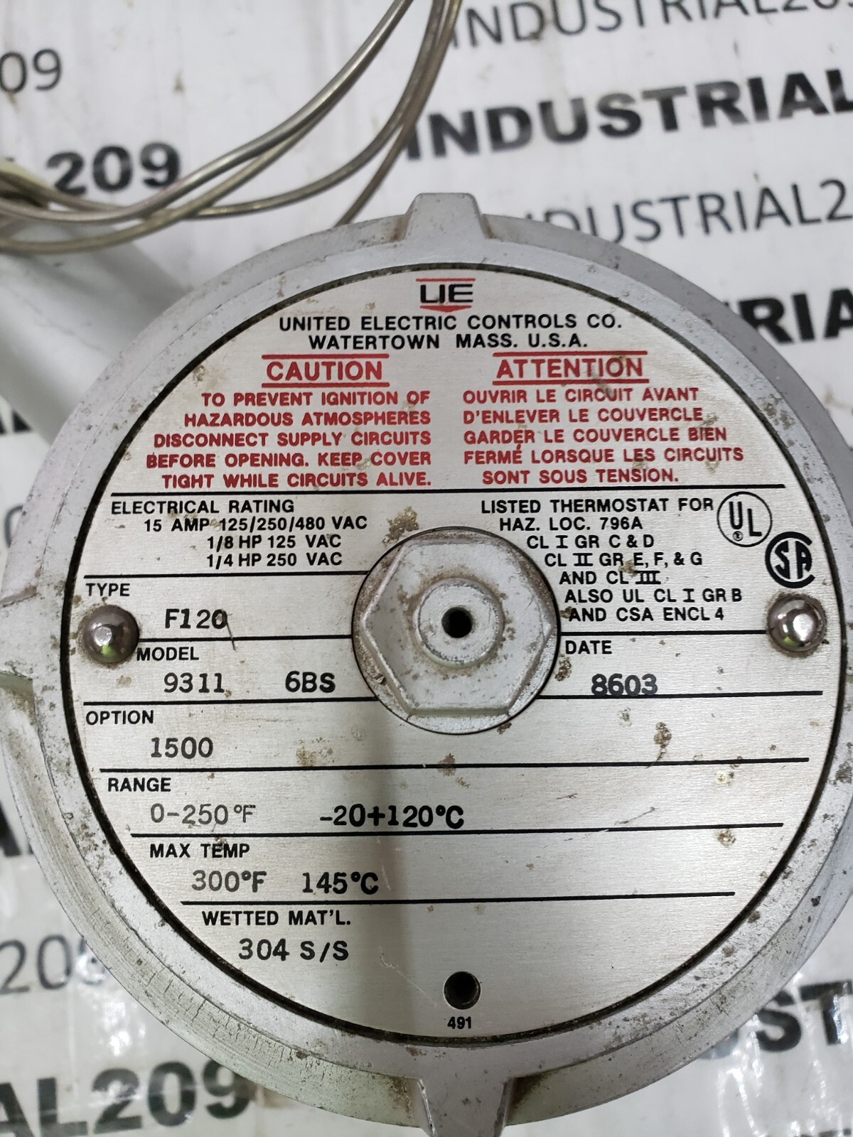 UNITED ELECTRIC F120 THERMOSTAT F120