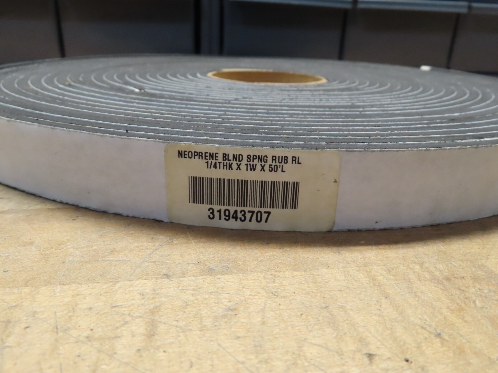 Closed-Cell Neoprene blend spring rubber 50′ roll 1″ X 1/4″ thick adhesive back