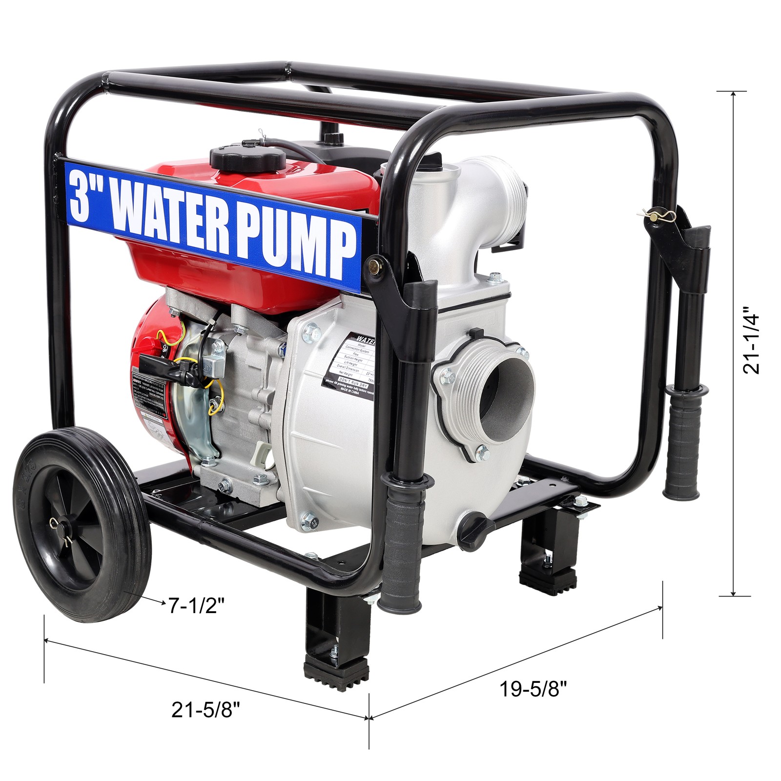 3 Inch Gas Engine Water Pump 7HP 212CC 264GPM with Hose Wheels