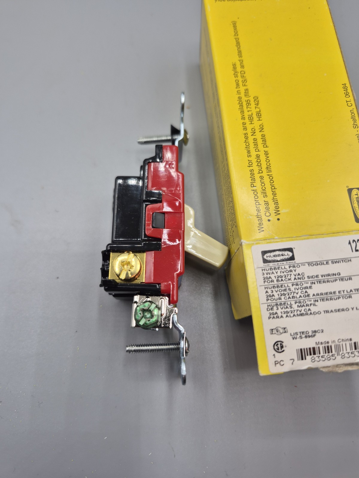 HUBBELL 1223I TOGGLE SWITCH 3 WAY IVORY 20A 120/277V 1223l New Free Shipping