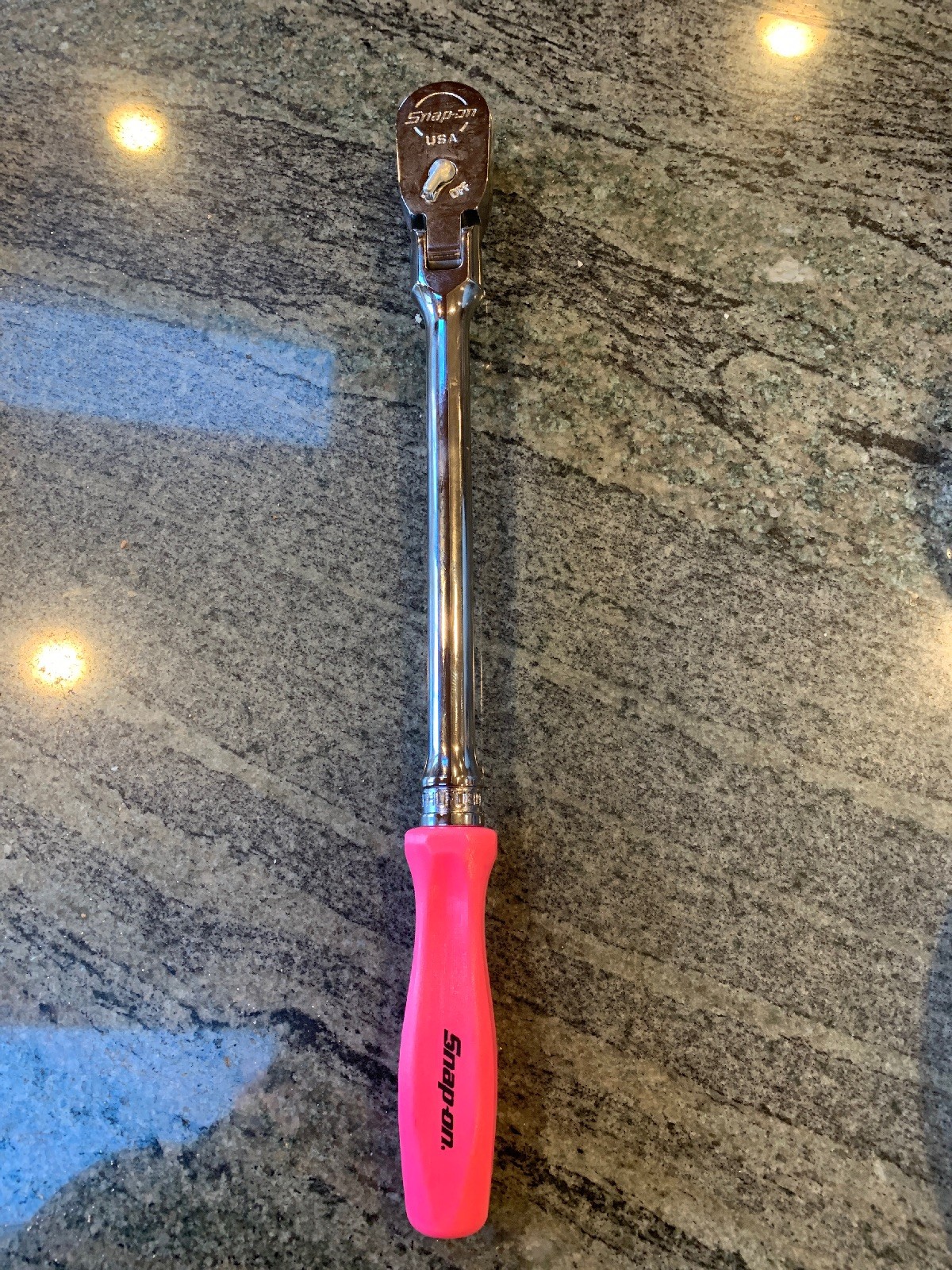 snap on fhlfd80a 3/8 drive dual 80 long flex head hard handle ratchet pink