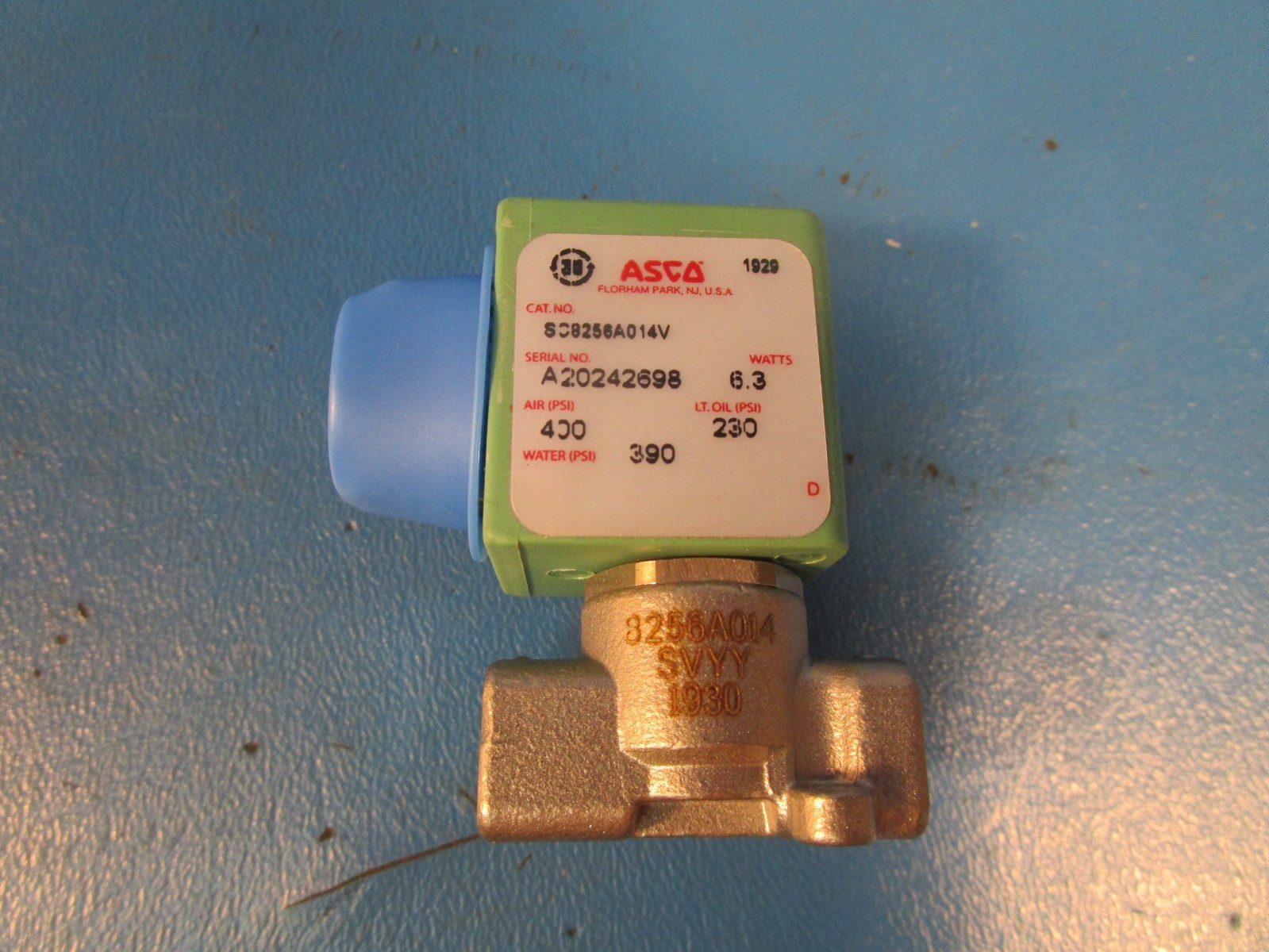 Asco SC8256A014V, SOLENOID VALVE, 1/8 X 1/16, 2 WAY, STAINLESS STEEL, 120 VOLT/6