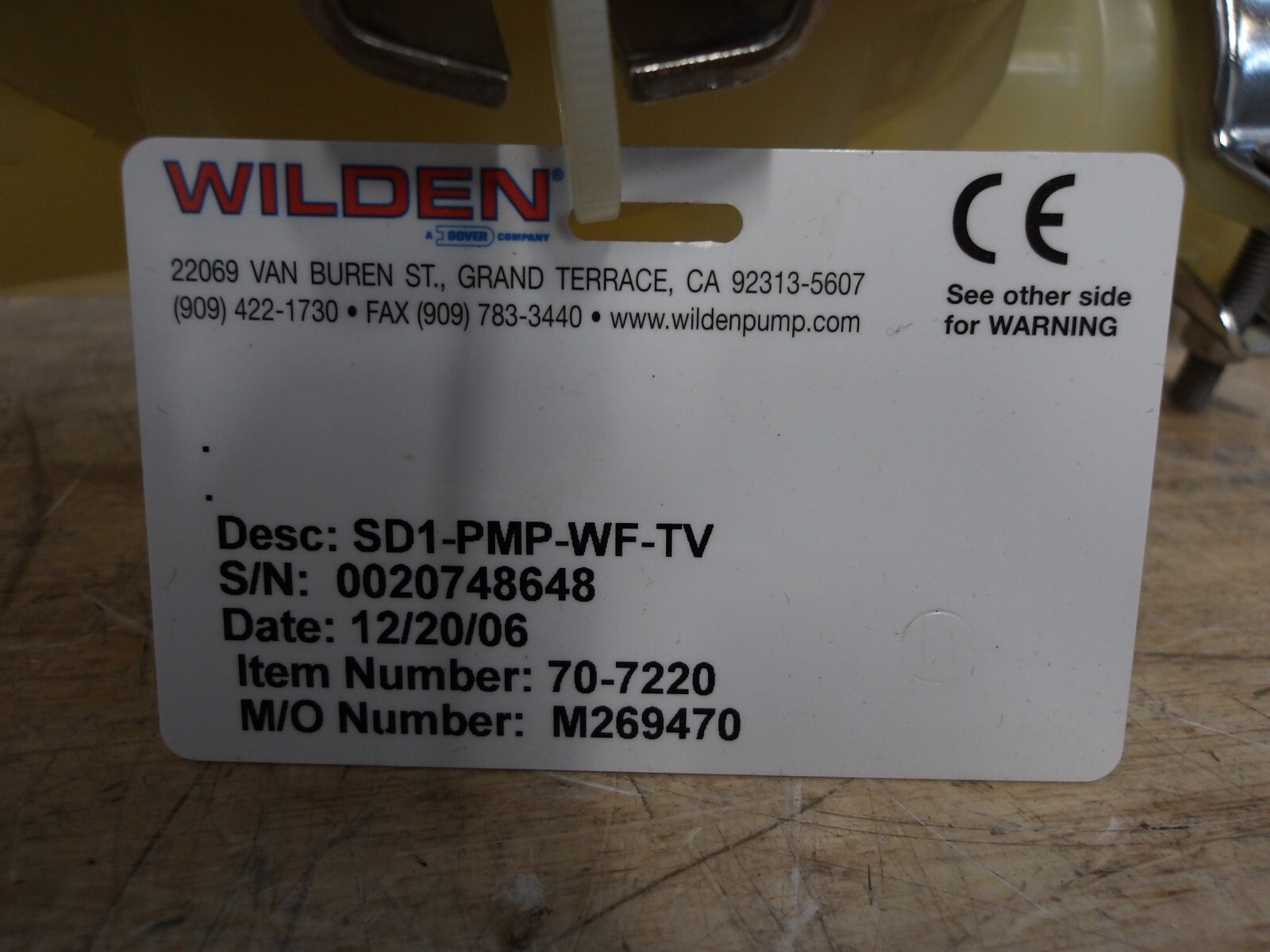WILDEN 70-7220/SD1-PMP-WF-TV SURGE DAMPENER 1″, #5301126G NEW