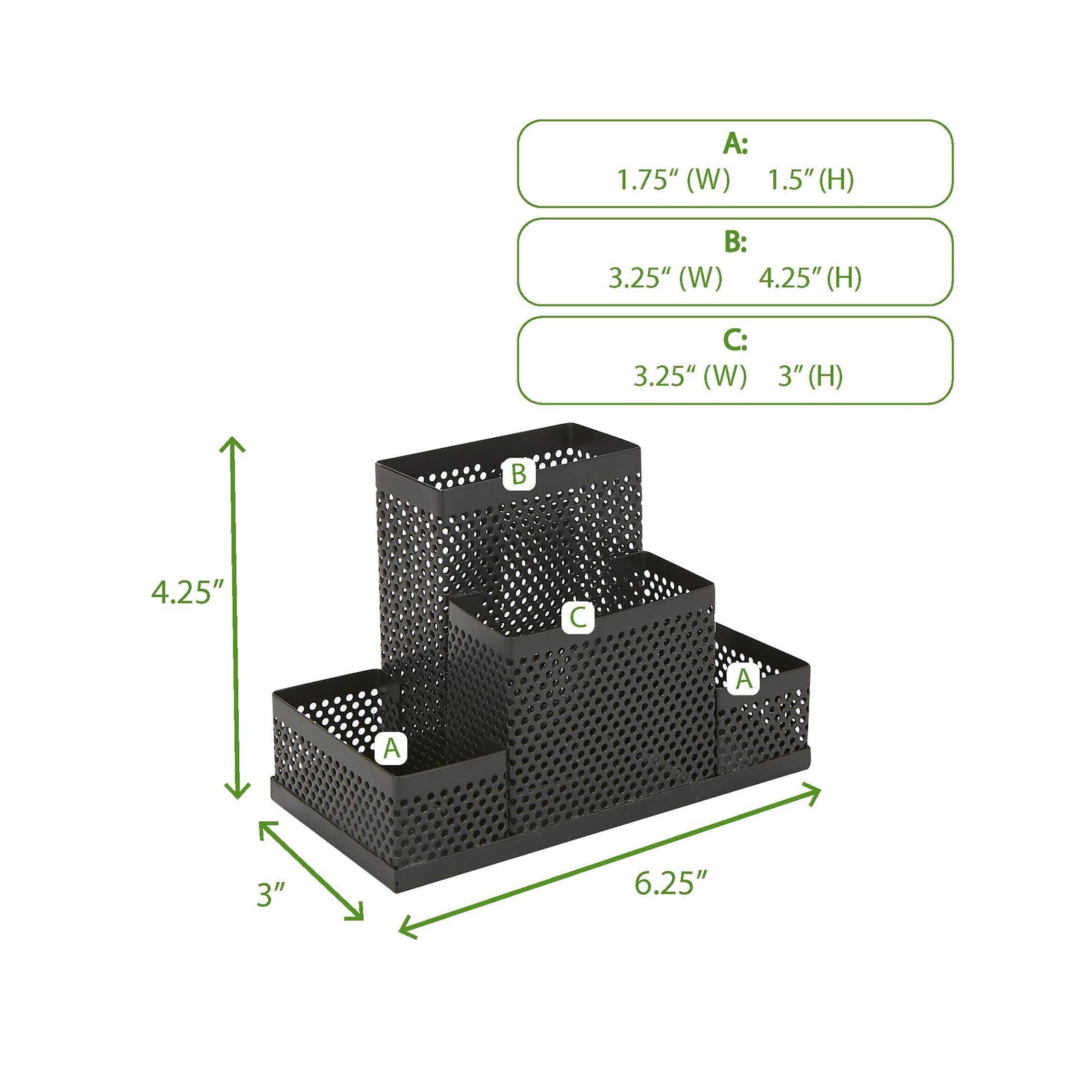 Mind Reader Desk Organizer [4-Compartment, 2-Piece Same Set] – Supplies Black