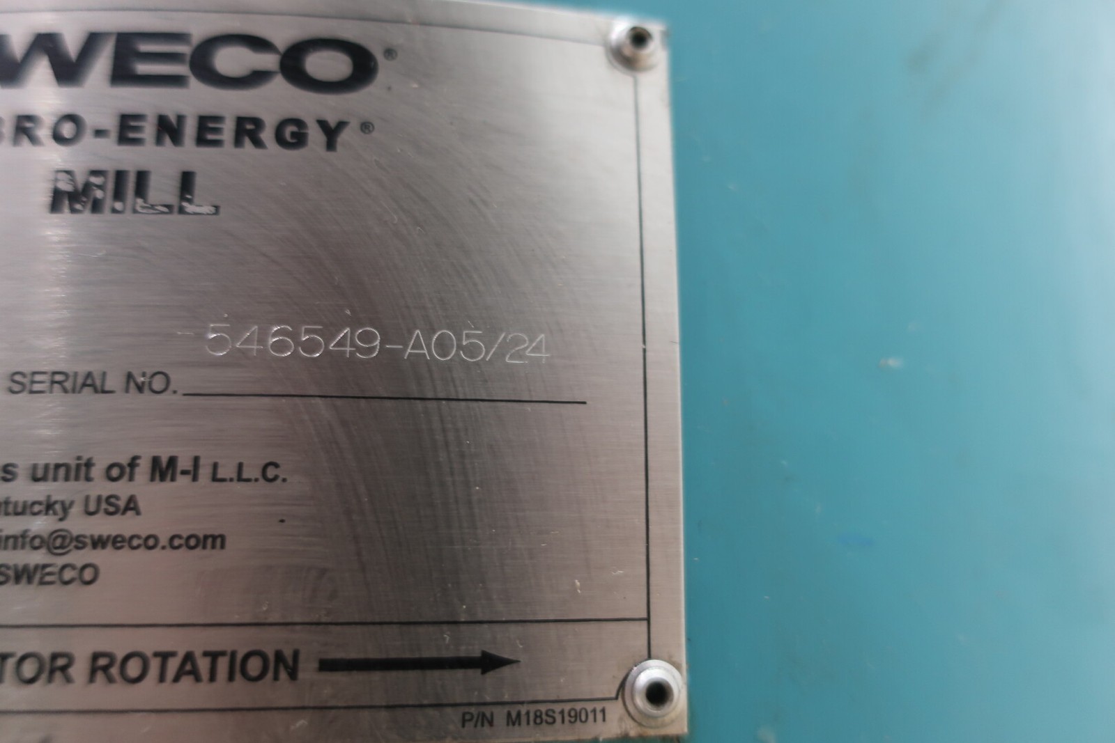 Sweco M18S Vibro-energy Mill 18in 460v-ac 3ph 0.5hp