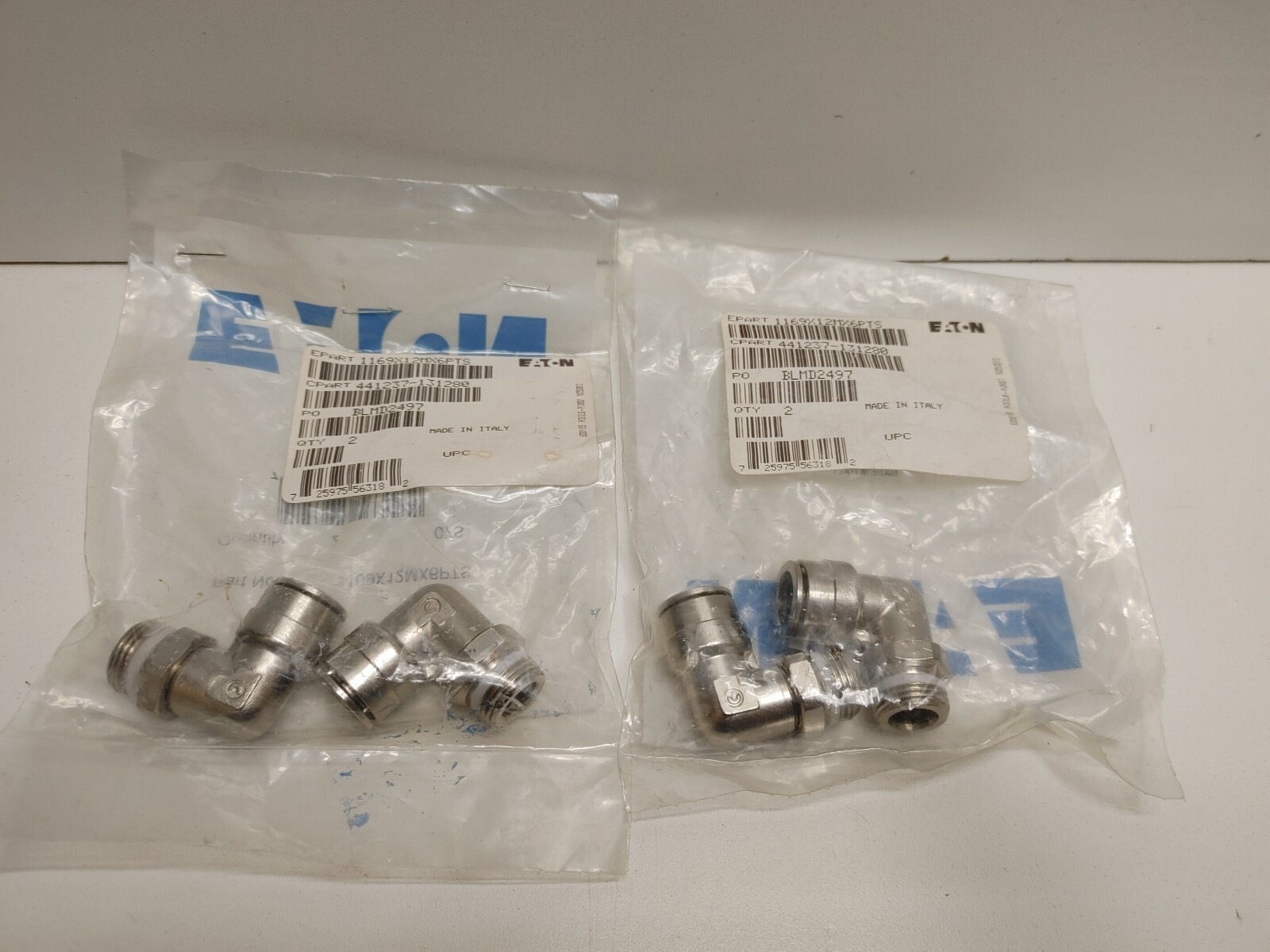 LOT OF 4 NEW OLD STOCK! EATON 12MM TUBE X 3/8″ MNPT SWIVEL ELBOWS 1169X12MX6PTS