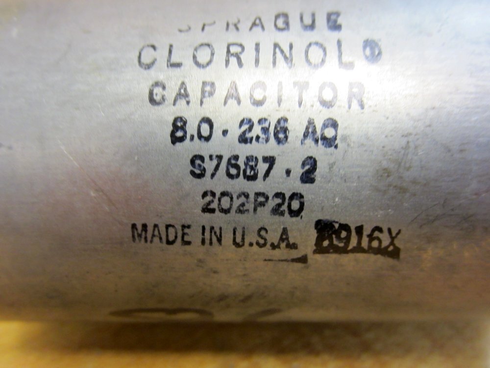 Sprague S7687-2 Clorinol Capacitor 8.0-236 AC