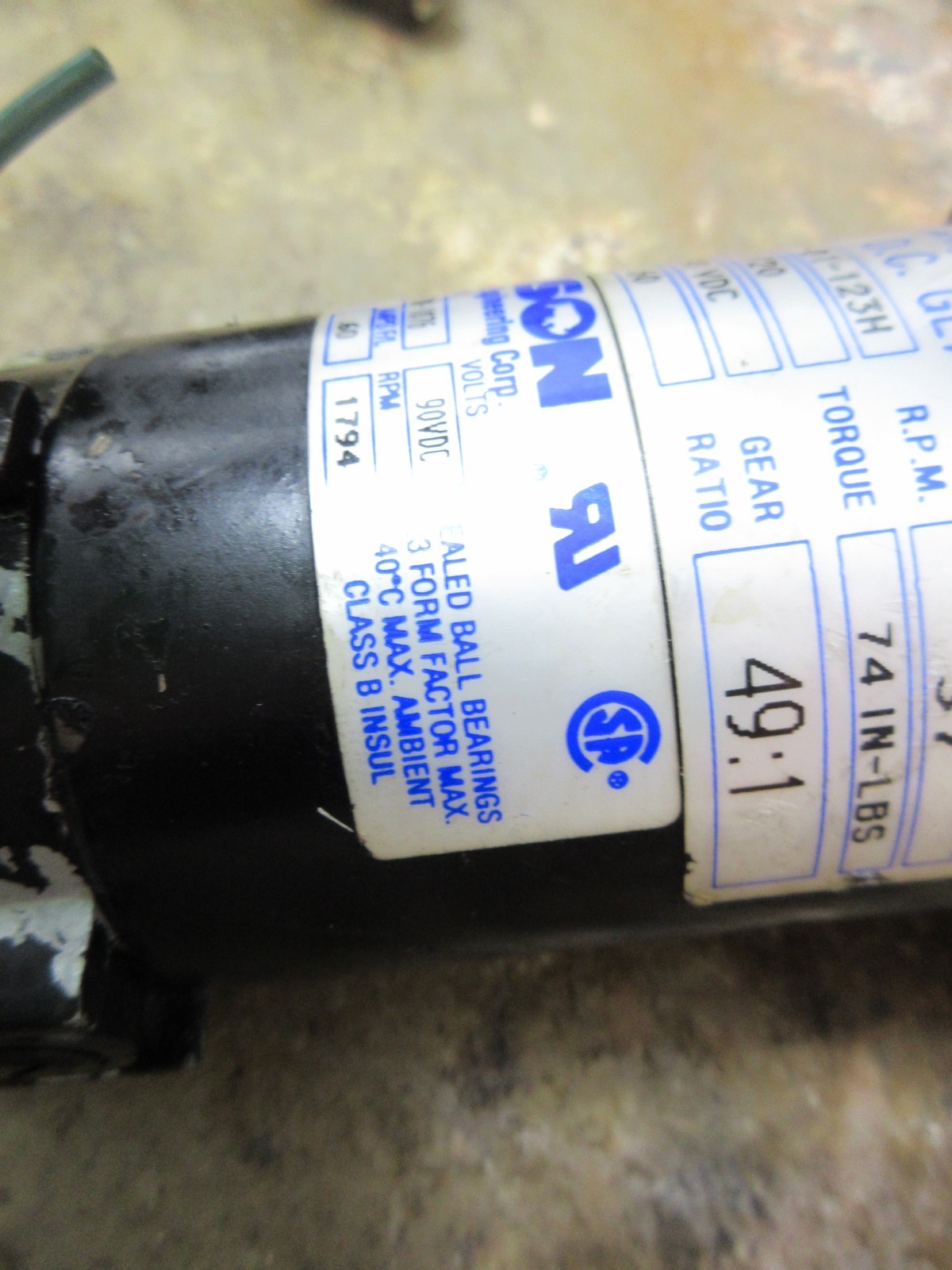 1996 HAAS VF-1 CNC VERTICAL MILL BISON 507-01-123H 151-700-1076 GEAR MOTOR