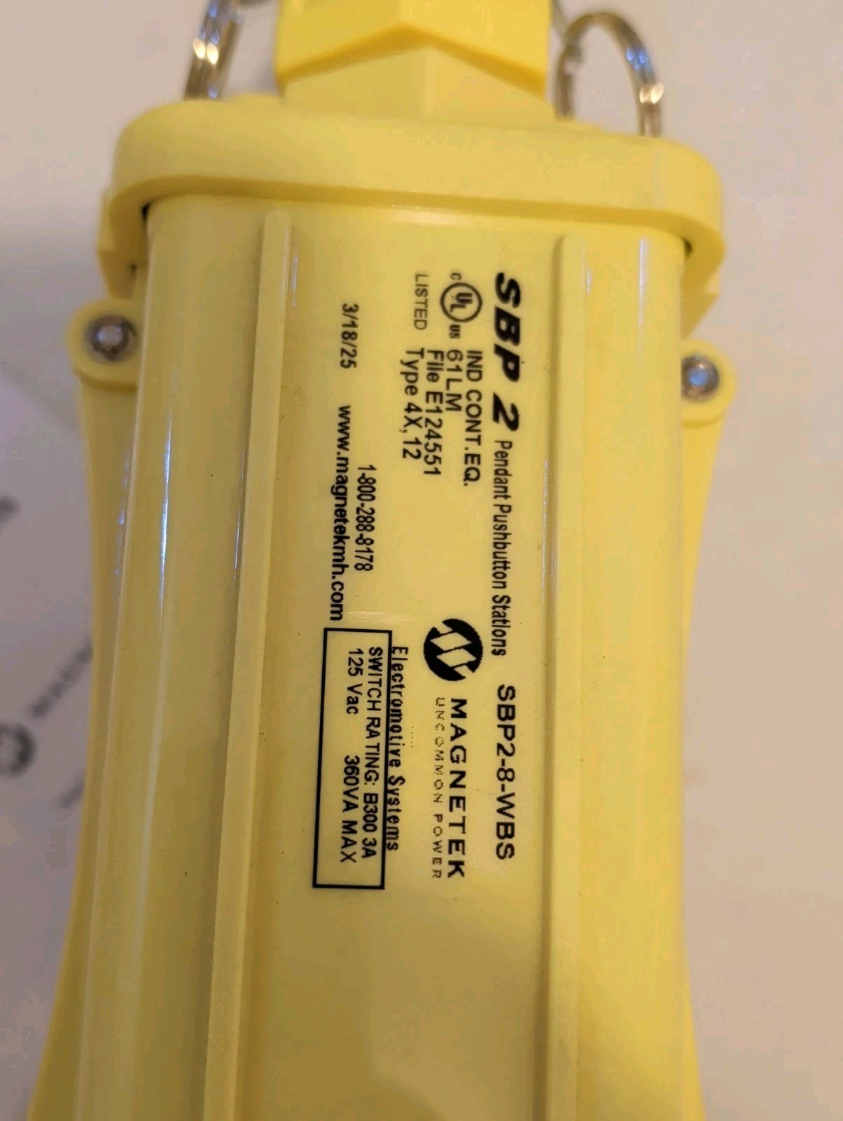 Magnetek SBP2-8-WBS Pendant 8-Button w/ On/Off + Attached Cable Harting Pg21
