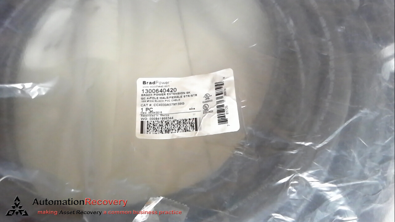 BRAD POWER CC4030A57M150G, QD POWER EXTENSION SK CORDSET, 1300640420, NE #276308