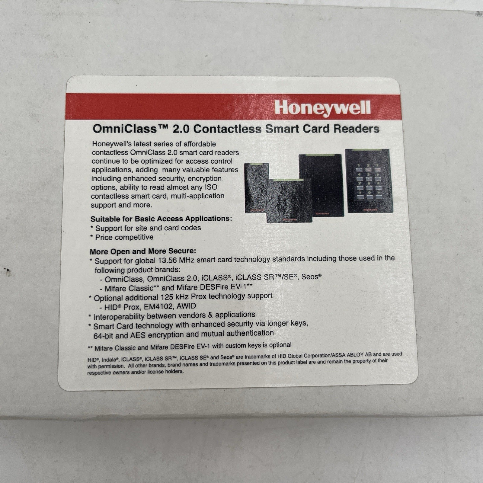 NEW!! Honeywell OmniClass 2.0 Smart Card Reader – OM30BHOND 900NTNNEK0045T-H001